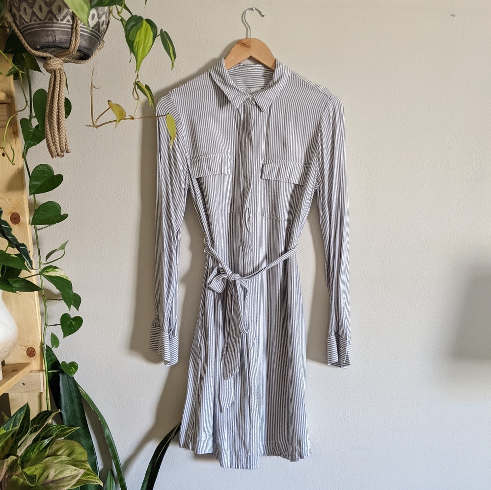 a new day | Belted Shirt Dress Rayon